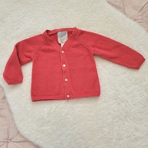 Peek Little Peanut | Coral Baby Cardigan Sweater | 3-6M